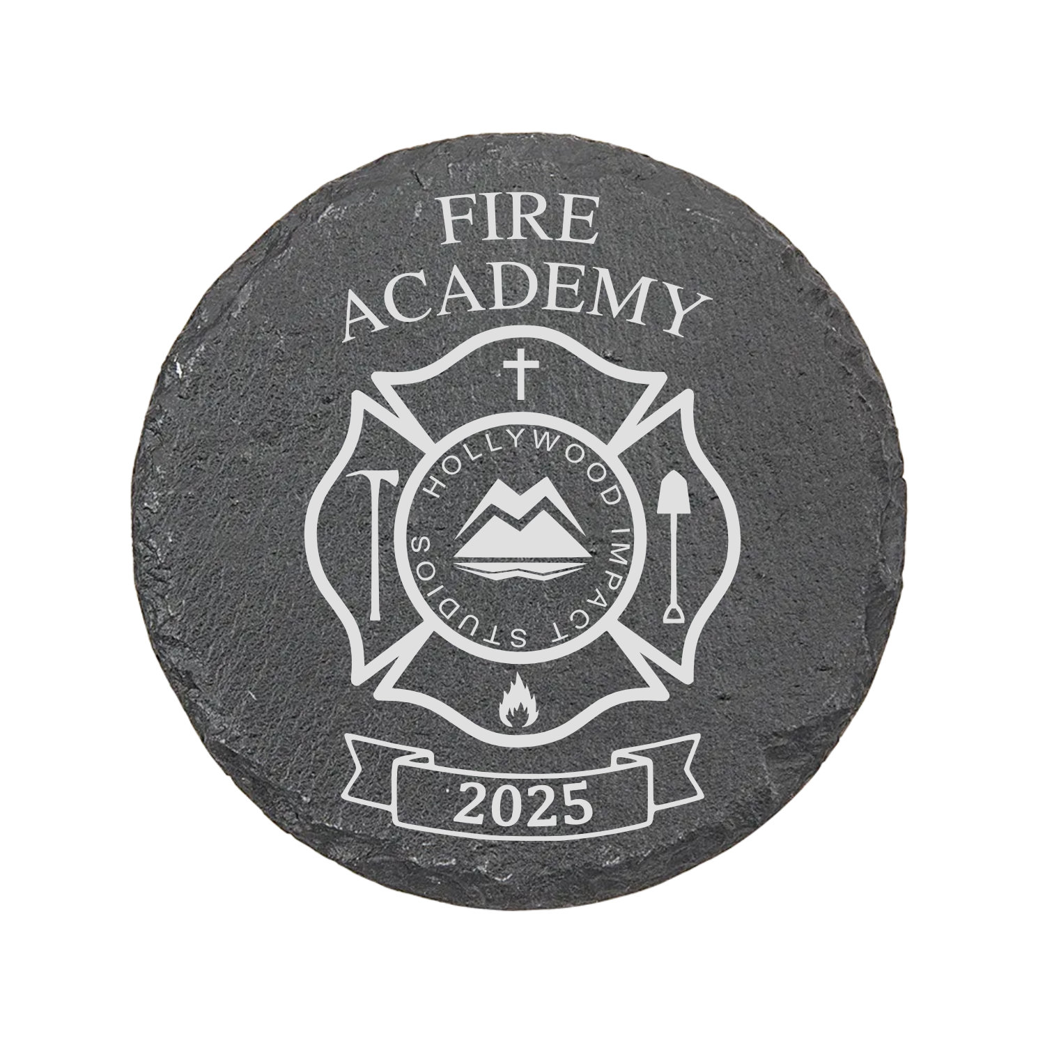 Slate Drink Coaster – Round – Fire Academy