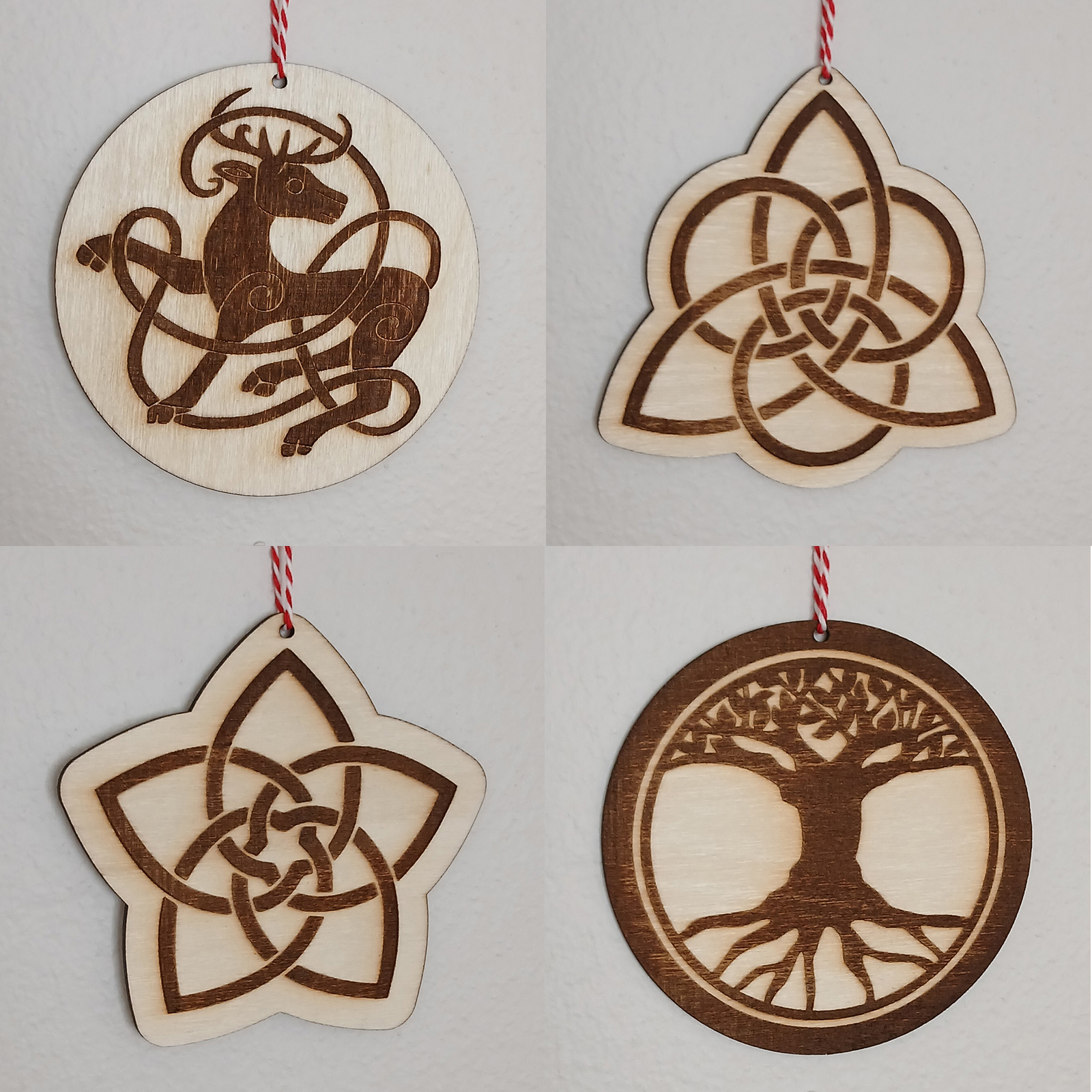 Nordic Ornaments – Wood – Set of 4