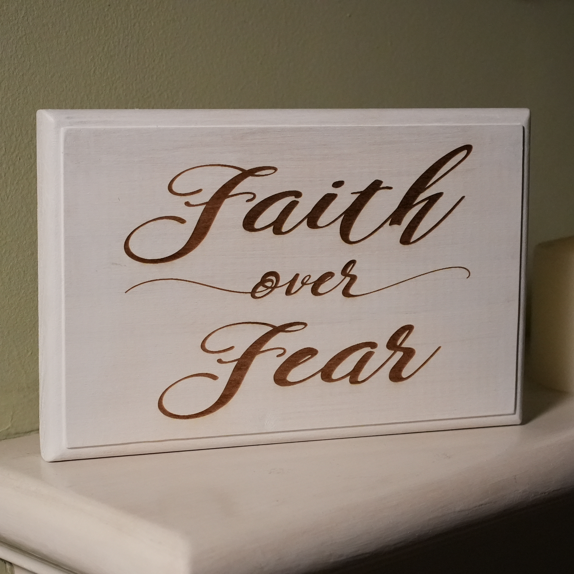 Faith Over Fear Wood Sign – Tribute to Fire Victims
